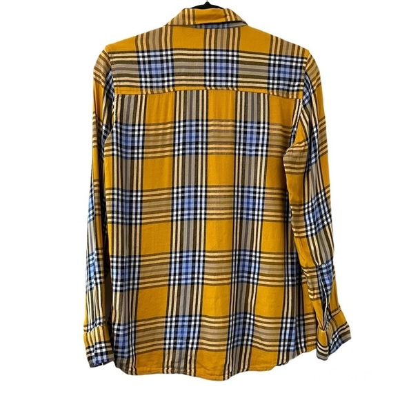 Gap Yellow & Blue Plaid Button Down Flannel Shirt - Picture 2 of 4